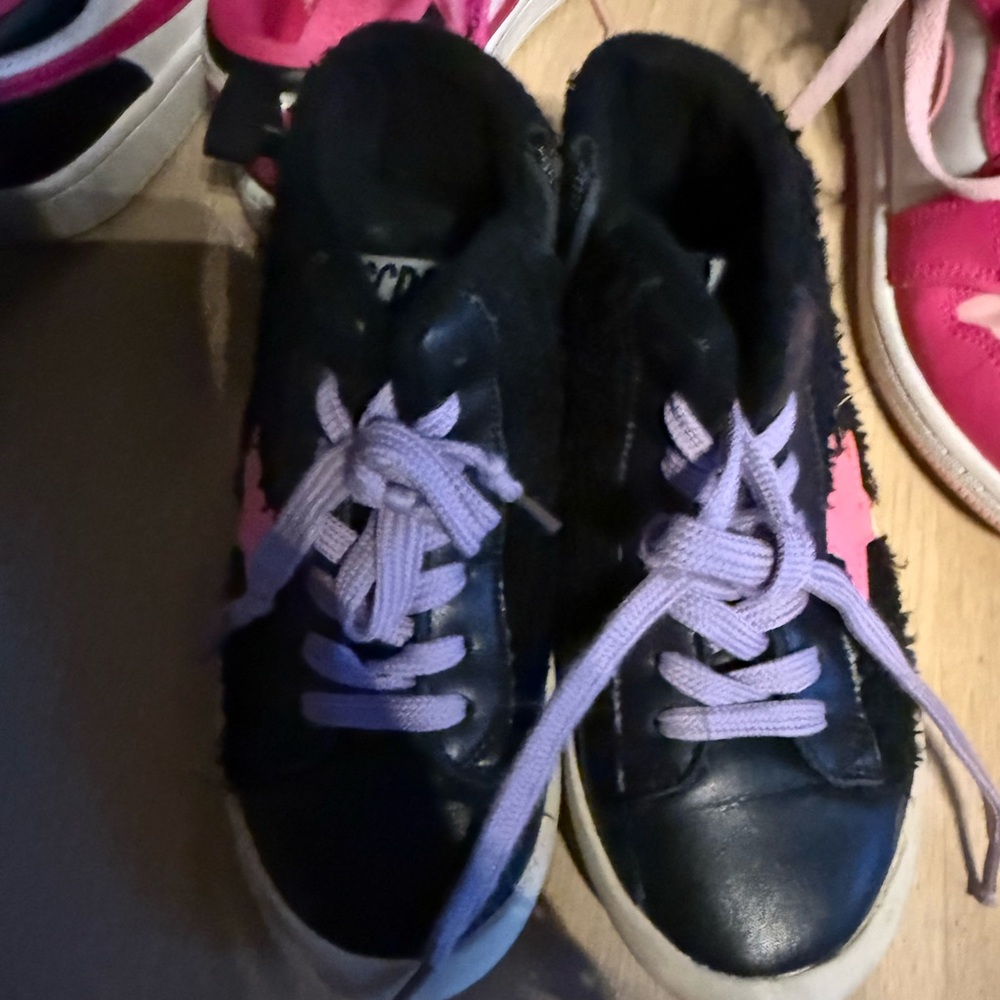 Kids Black and Pink Sneakers